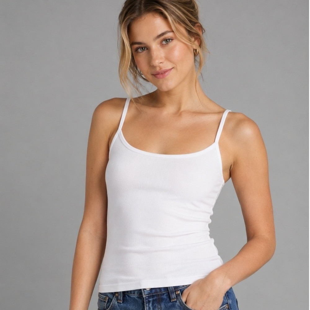 Madewell Cami Top Womens Size Small Ribbed White Adjustable Straps 9-9 LuxeRib